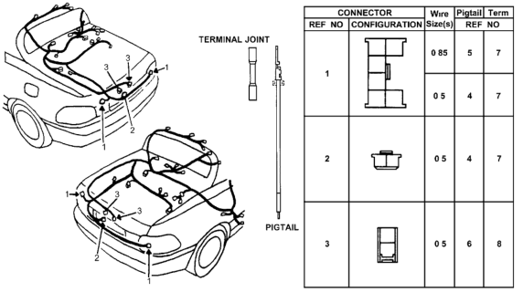 1997 Honda Del Sol Electrical Connector (Rear) Diagram