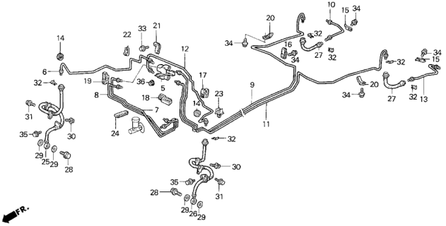 1994 Honda Civic Pipe E, L. Brake Diagram for 46361-SR4-A01