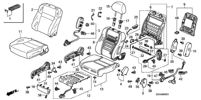 2007 Honda Accord Pad, R. FR. Seat-Back (With OPDS Sensor)(Tachi-S) Diagram for 81127-SDA-L52