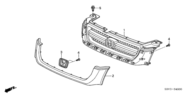 2004 Honda Pilot Base, Front Grille (Bumper Medium Dark Gray) Diagram for 75101-S9V-A01ZJ