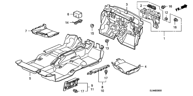2007 Honda Fit Floor Mat Diagram