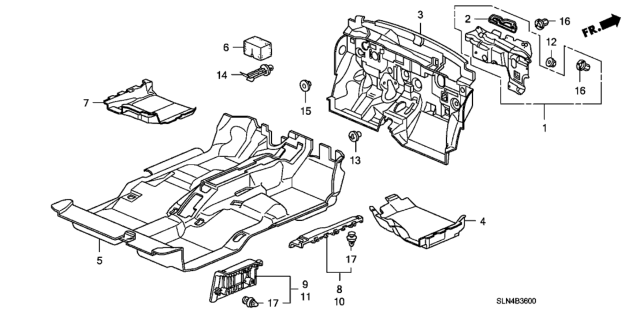 2007 Honda Fit Carpet *NH85L* (GRAY ELEVEN) Diagram for 83303-SLN-A02ZA