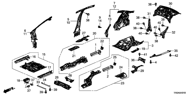 2013 Honda Civic Panel, L. RR. Inside Diagram for 64700-TR6-316ZZ