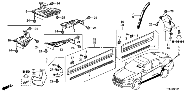 2013 Honda Crosstour 5 Door EXL (4 CYLINDER) KA 5AT Garnish Diagram