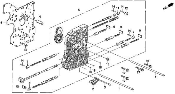 1997 Honda Odyssey 5 Door EX KA 4AT AT Main Valve Body (2.2L) Diagram