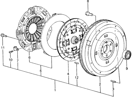 1983 Honda Civic MT Clutch - Flywheel Diagram