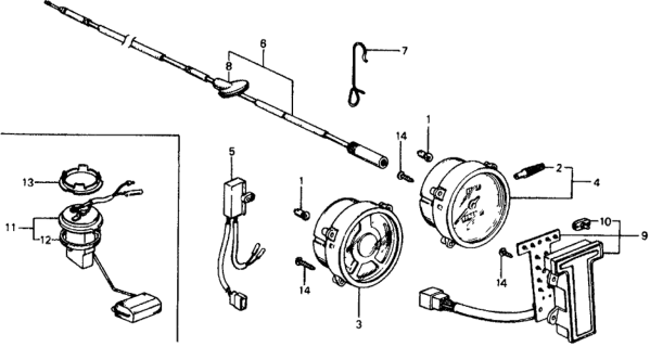 1975 Honda Civic Lamp Assy., Warning Diagram for 37550-657-672