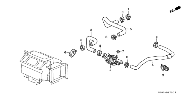 1999 Honda Prelude 2 Door BASE KA 5MT Water Valve Diagram