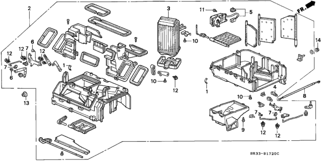 1994 Honda Civic 3 Door SI (ABS) KA 5MT Heater Unit Diagram