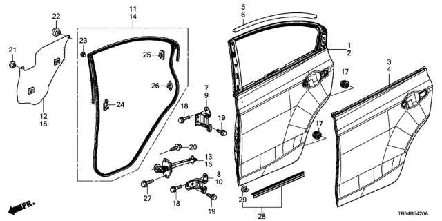 2013 Honda Civic Rear Door Panels Diagram