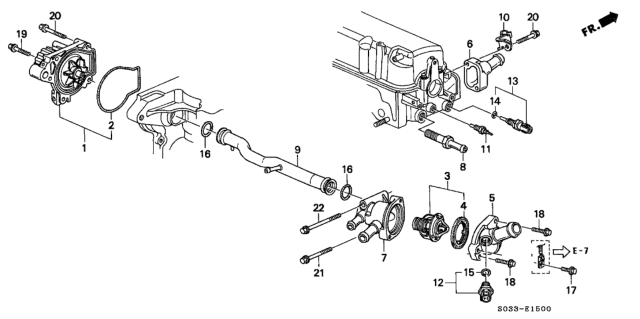 2000 Honda Civic Water Pump - Thermostat Diagram