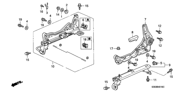 1999 Honda Prelude Front Seat Components Diagram 1