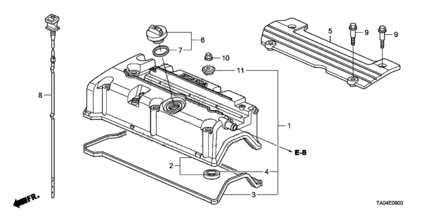 2011 Honda Accord Dipstick, Oil Diagram for 15650-RL5-A01