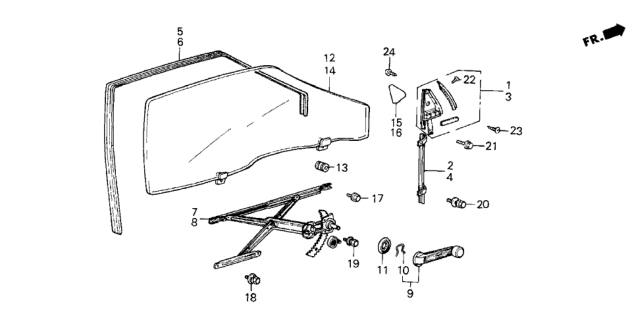 1985 Honda Civic 3 Door ** (1300) KH 4MT Door Window Diagram