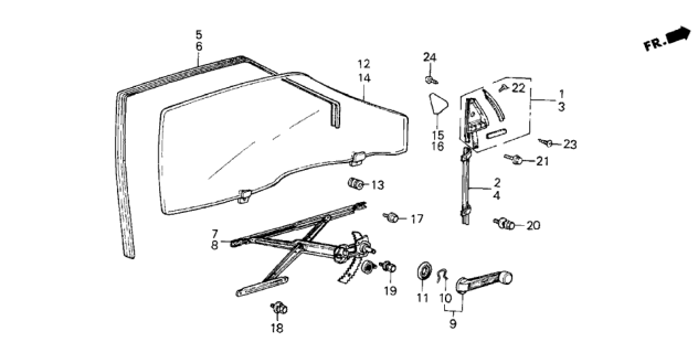 1986 Honda Civic Glass Assy., L. FR. Door (Clear) Diagram for 75360-SB3-670