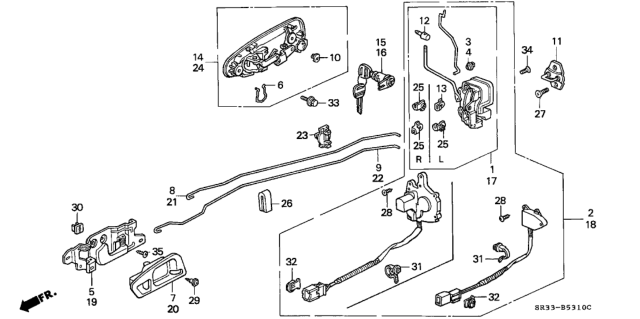 1995 Honda Civic Handle Assy., L. Inside *B44L* (PALMY BLUE) Diagram for 72160-SR0-A02ZA