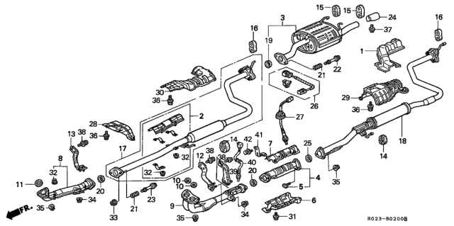2000 Honda Civic Muffler Set, Exhuast Diagram for 18030-S04-C90