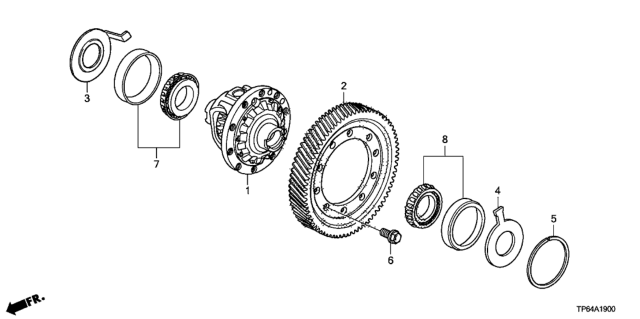 2013 Honda Crosstour 5 Door EXL (4 CYLINDER) KA 5AT AT Differential (L4) Diagram