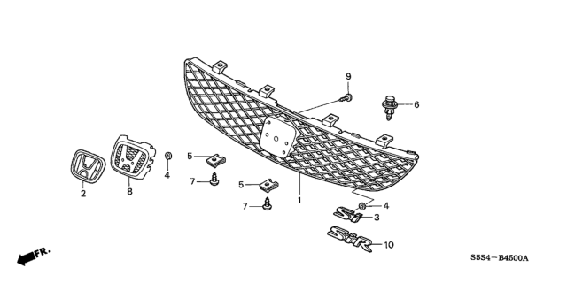 2003 Honda Civic Grille, Front (Gunmetal Cool Black Metallic) (Type R) Diagram for 71120-S5T-G01ZA