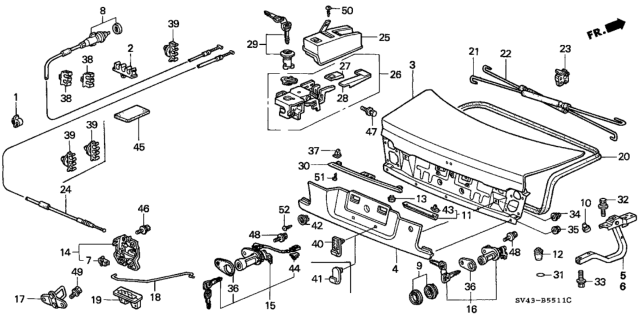 1997 Honda Accord Hinge, R. Trunk Diagram for 68610-SW5-010ZZ