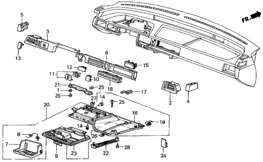 1985 Honda Civic 3 Door ** (1300) KH 4MT Instrument Garnish Diagram