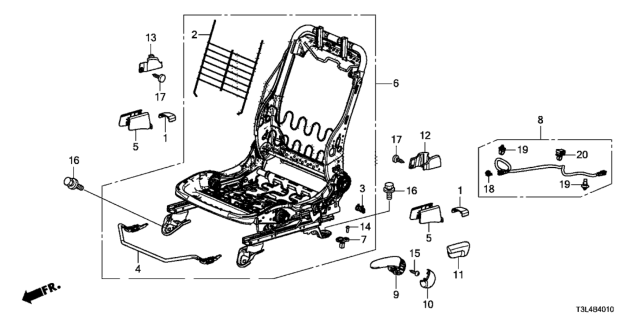 2013 Honda Accord Cover, L. Rail (Upper) (Inner)*NH167L* (GRAPHITE BLACK) Diagram for 81679-T3L-A01ZA