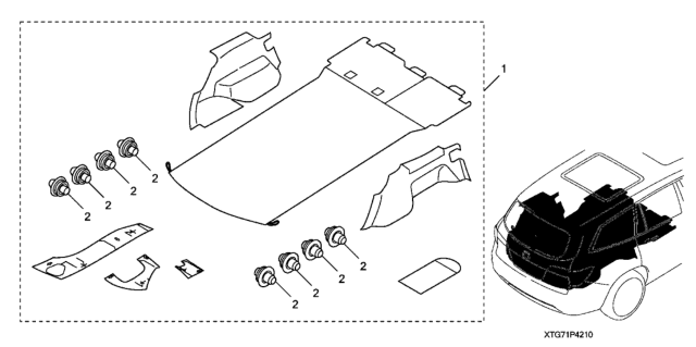 2020 Honda Pilot 5 Door TRG (AWD) KA 9AT Cargo Liner Diagram 2