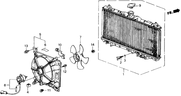 1989 Honda Prelude Radiator (Denso) Diagram for 19010-PK2-662