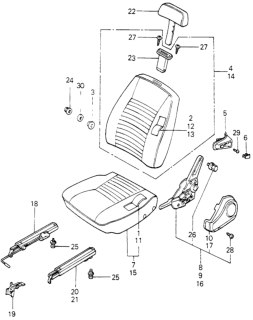 1982 Honda Civic 5 Door ** (WAGOVAN) KA HMT Front Seat Components Diagram