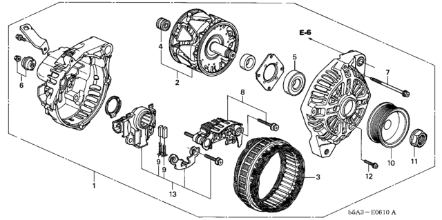 2002 Honda Civic Alternator Assembly (Reman) Diagram for 06311-PLM-505RM