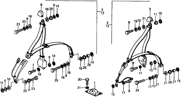 1976 Honda Civic 5 Door ** KL HMT Front Seat Belt Diagram