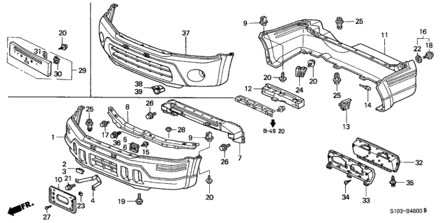 2000 Honda CR-V 5 Door LX (2WD) KA 4AT Bumper Diagram