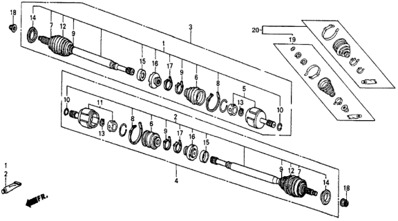 1986 Honda Civic Joint, Passenger Side Inboard Diagram for 44310-SD9-003