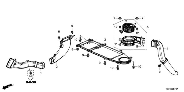 2014 Honda Accord Duct, RR. Inlet (Dc-Dc) Diagram for 1J720-5K0-003