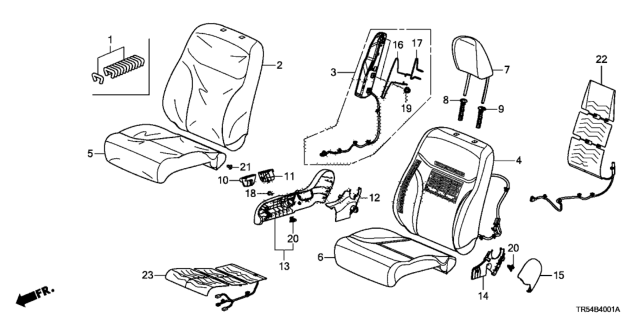 2013 Honda Civic Front Seat (Passenger Side) Diagram