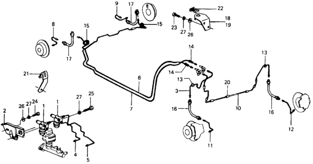 1979 Honda Civic 3 Door ** KL HMT Brake Hose - Brake Pipe Diagram