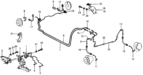 1979 Honda Civic Pipe G, R. Brake Diagram for 46370-634-620