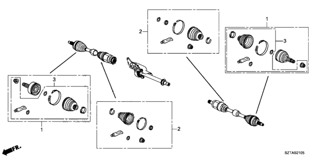 2015 Honda CR-Z Front Driveshaft Set Short Parts Diagram