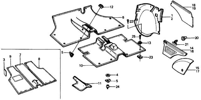 1977 Honda Civic Floor Mat, RR. *NH1L* (BLACK) Diagram for 72825-658-772ZA