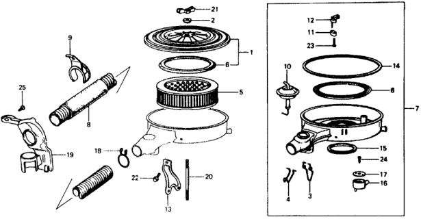 1977 Honda Civic Sensor, Air In. Diagram for 17250-634-671