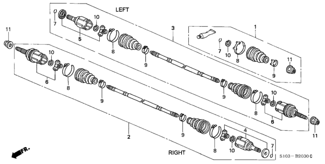 1999 Honda CR-V Rear Driveshaft Diagram