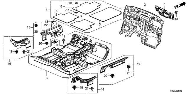 2013 Honda Civic Floor Mat Diagram