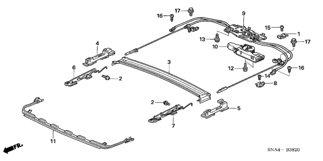 2008 Honda Civic Roof Slide Components Diagram