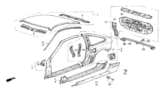 1984 Honda CRX Panel Set, L. RR. (Outer) Diagram for 04741-SB2-660ZZ