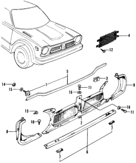 1973 Honda Civic 2 Door ** (1200) ** 4MT Front Grille Diagram