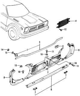 1974 Honda Civic Garnish, L. Headlight Diagram for 62422-634-660