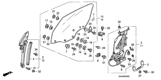 2005 Honda S2000 Bolt, Door Adjust Diagram for 72249-SK7-000