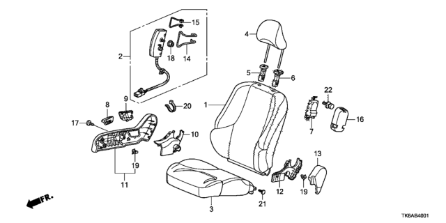 2013 Honda Fit 5 Door FIT (SAYAMA PLANT) KA 5MT Front Seat (Passenger Side) Diagram