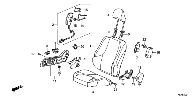 2013 Honda Fit Front Seat (Passenger Side) Diagram