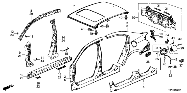 2014 Honda Accord Outer Panel - Rear Panel Diagram